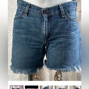 GAP Long & Lean Denim Cutoff Shorts Size 6 Frayed Hem Mid Rise Blue Jean Shorts
